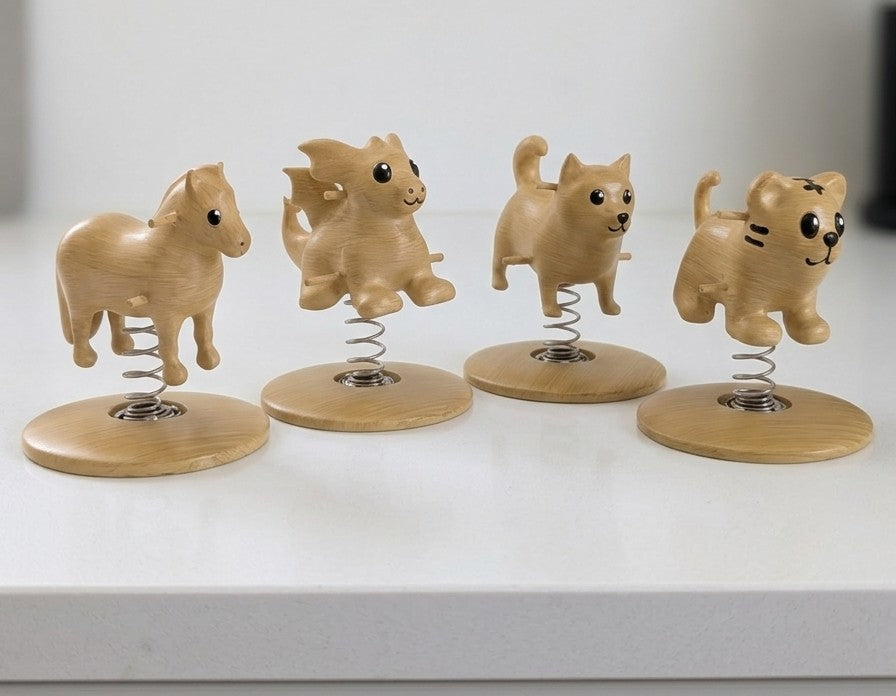 CH WoodDesign - Styrke & Beskyttelse - Leder-Trioen - Sæt med 3 Vippedyr - Dragen + Hunden + Tigeren