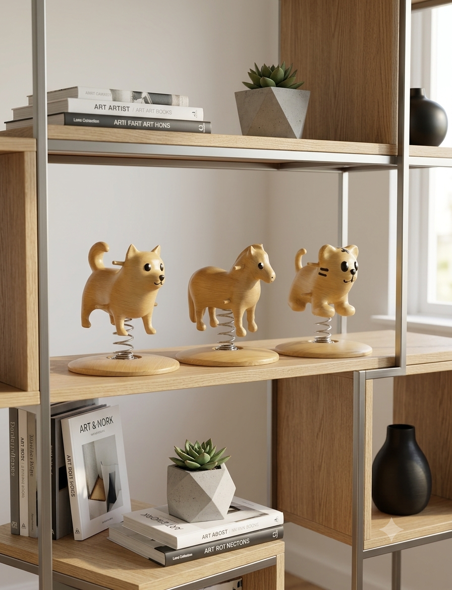 CH WoodDesign - Astro-Alliancen - De Tre Musketerer- Sæt med 3 Vippedyr - Hesten + Hunden + Tigeren