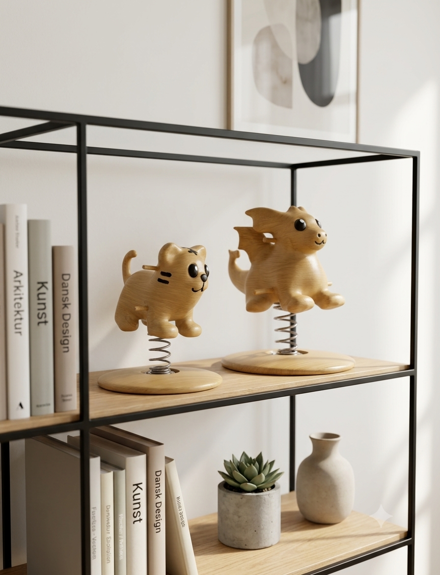 CH WoodDesign - Yin & Yang - Power-Parret - Sæt med 2 Vippedyr - Drage + Tiger