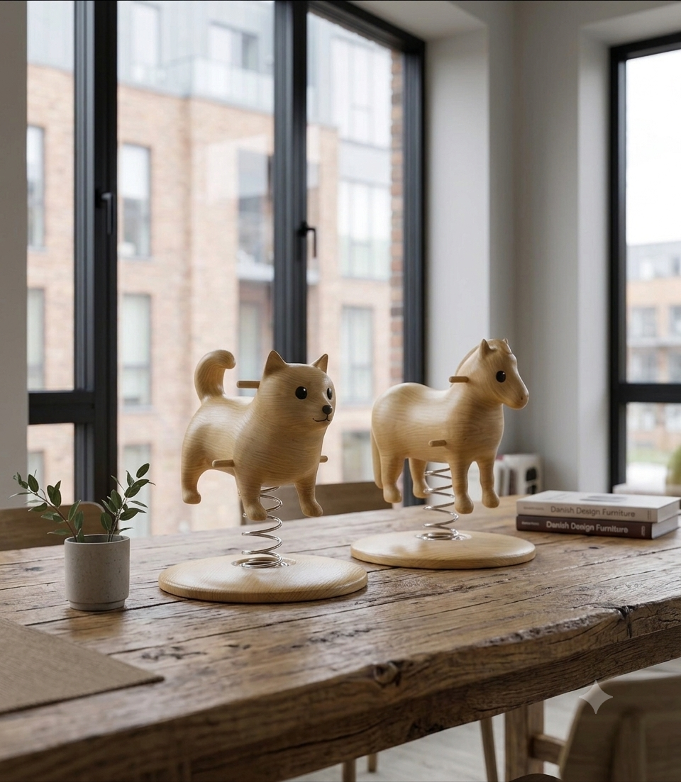 CH WoodDesign - Det Trofaste Match - Sæt med 2 Vippedyr - Hesten + Hunden